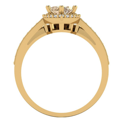 2.4875 cttw Marquise Cut Yellow Moissanite Bridal Set - Solid Yellow Gold Engagement Ring & Wedding Band