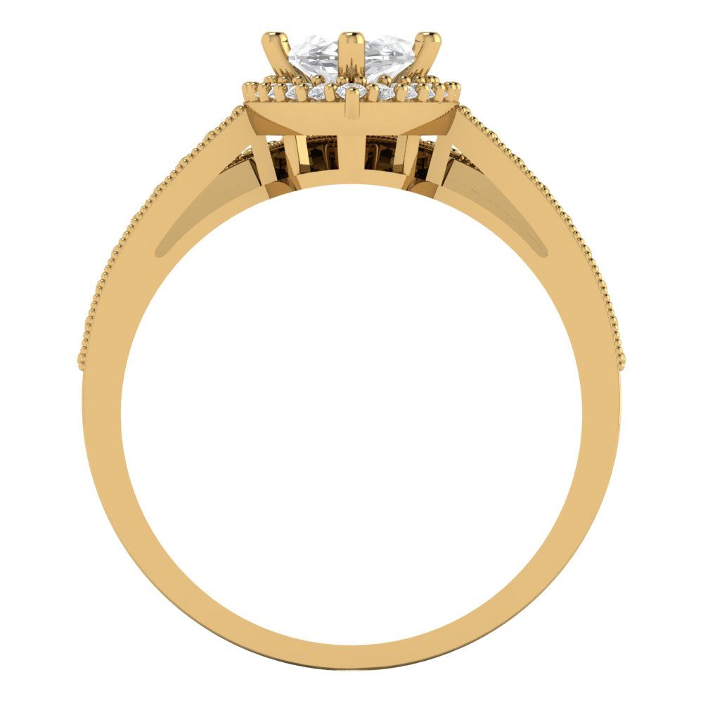 2.4875 cttw Marquise Cut Moissanite Bridal Set - Solid Yellow Gold Engagement Ring & Wedding Band