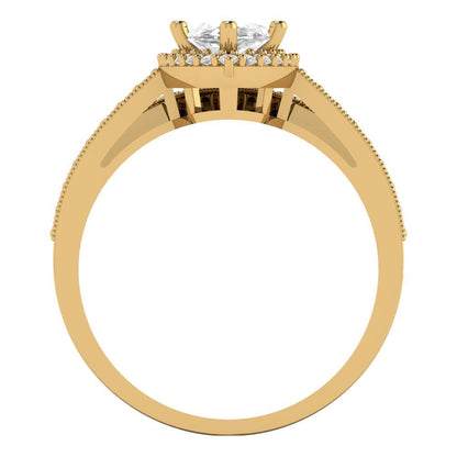 2.4875 cttw Marquise Cut Moissanite Bridal Set - Solid Yellow Gold Engagement Ring & Wedding Band