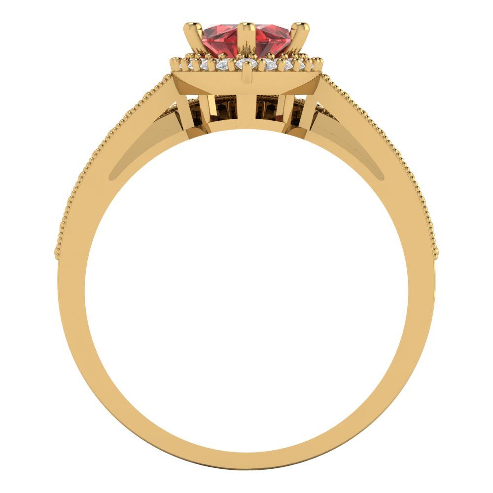 2.4875 cttw Marquise Cut Natural Garnet Bridal Set - Solid Yellow Gold Engagement Ring & Wedding Band