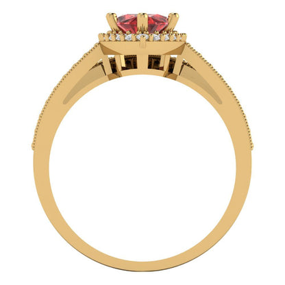 2.4875 cttw Marquise Cut Natural Garnet Bridal Set - Solid Yellow Gold Engagement Ring & Wedding Band