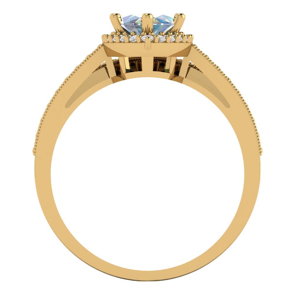 2.4875 cttw Marquise Cut Blue Moissanite Bridal Set - Solid Yellow Gold Engagement Ring & Wedding Band