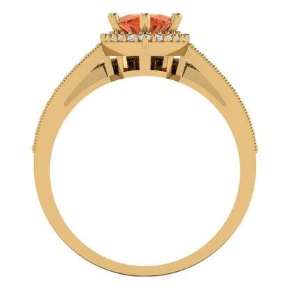 2.4875 cttw Marquise Cut Simulated Pink Tourmaline Bridal Set - Solid Yellow Gold Engagement Ring & Wedding Band