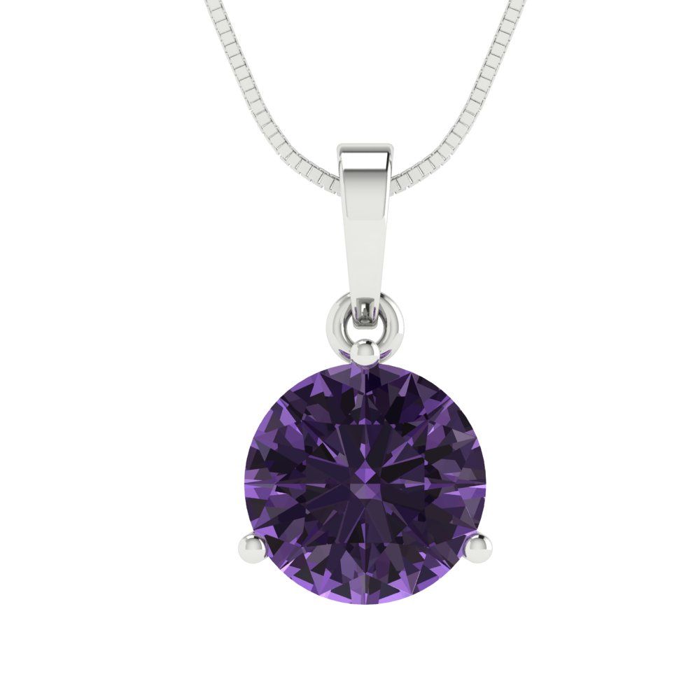 2cttw Round Cut Alexandrite Gold-Plated 925 Silver Pendant and 16" Box-Chain Necklace