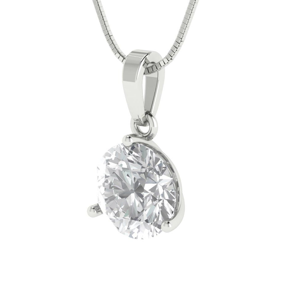 2cttw Round Cut Clear Gold-Plated 925 Silver Pendant and 16" Box-Chain Necklace