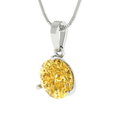 2cttw Round Cut Citrine Gold-Plated 925 Silver Pendant and 16" Box-Chain Necklace