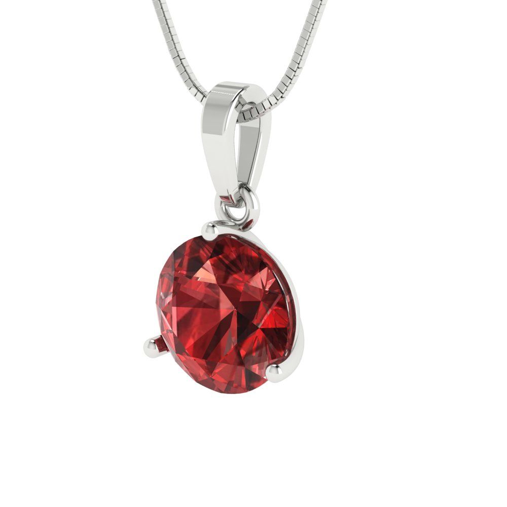 2cttw Round Cut Garnet Gold-Plated 925 Silver Pendant and 16" Box-Chain Necklace