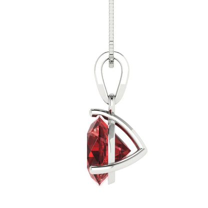 2cttw Round Cut Garnet Gold-Plated 925 Silver Pendant and 16" Box-Chain Necklace