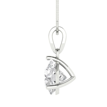 2cttw Round Cut Clear Gold-Plated 925 Silver Pendant and 16" Box-Chain Necklace