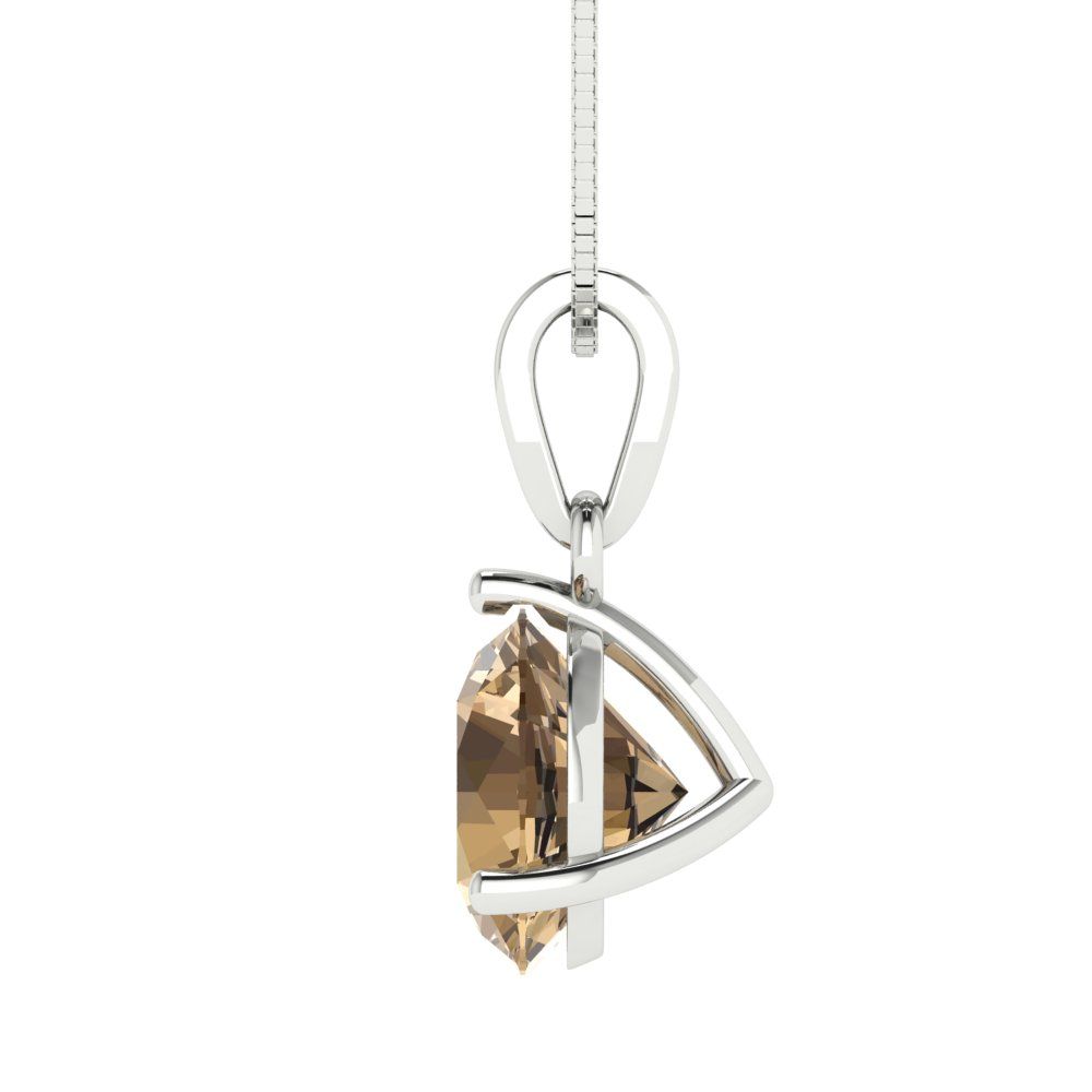 2cttw Round Cut Champagne Gold-Plated 925 Silver Pendant and 16" Box-Chain Necklace