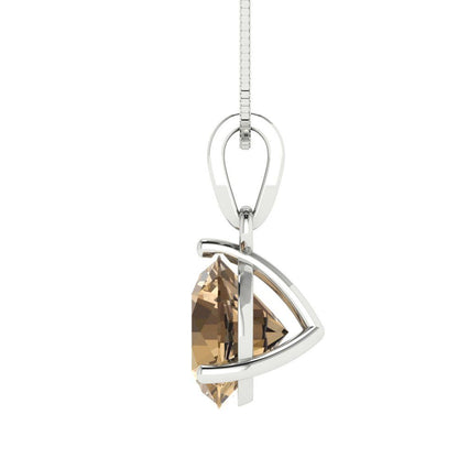 2cttw Round Cut Champagne Gold-Plated 925 Silver Pendant and 16" Box-Chain Necklace