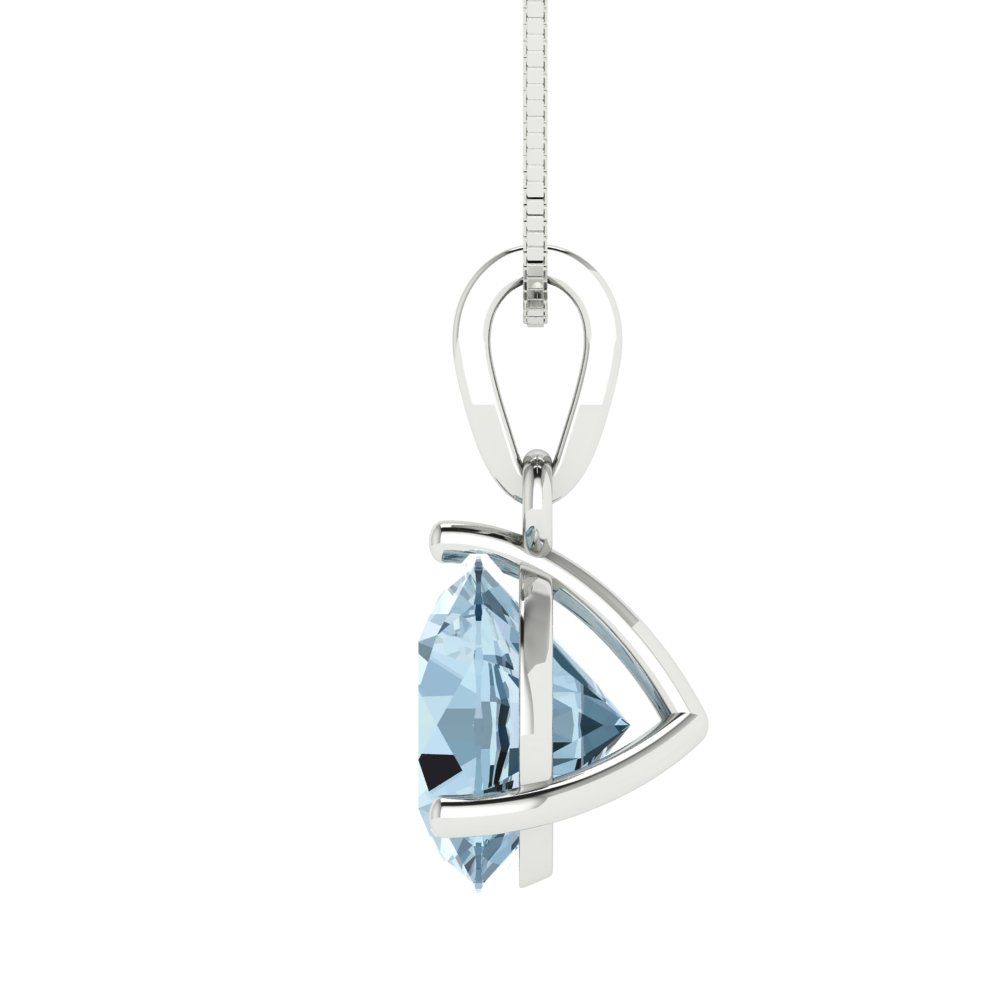 2cttw Round Cut Blue Gold-Plated 925 Silver Pendant and 16" Box-Chain Necklace