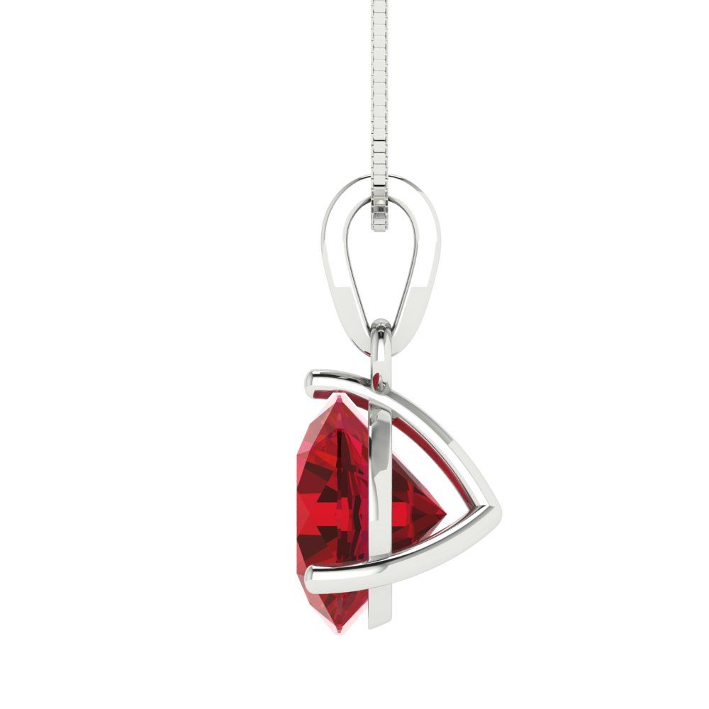 2 tcw Necklace Pendant - 14K White Gold Round Cut Solitaire  Pink Tourmaline - Adjustable Length - 15in Box Chain to 18in