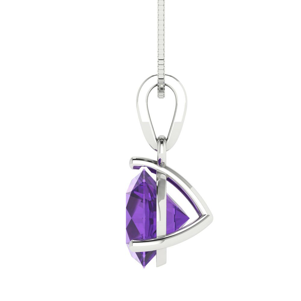 2cttw Round Cut Amethyst Gold-Plated 925 Silver Pendant and 16" Box-Chain Necklace