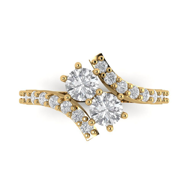 1.98 ct Brilliant Round Cut Natural Diamond Stone Clarity SI1-2 Color G-H Yellow Gold Solitaire with Accents Ring