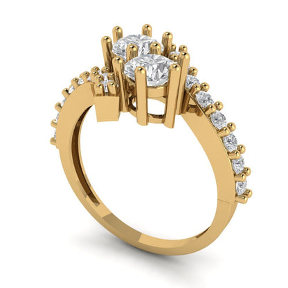 1.48 cttw Zirconia Simulated Diamond Solitaire with Zirconia Simulated Diamond Accents Engagement Ring - Solid Gold (VVS1, Round Cut,5mm)