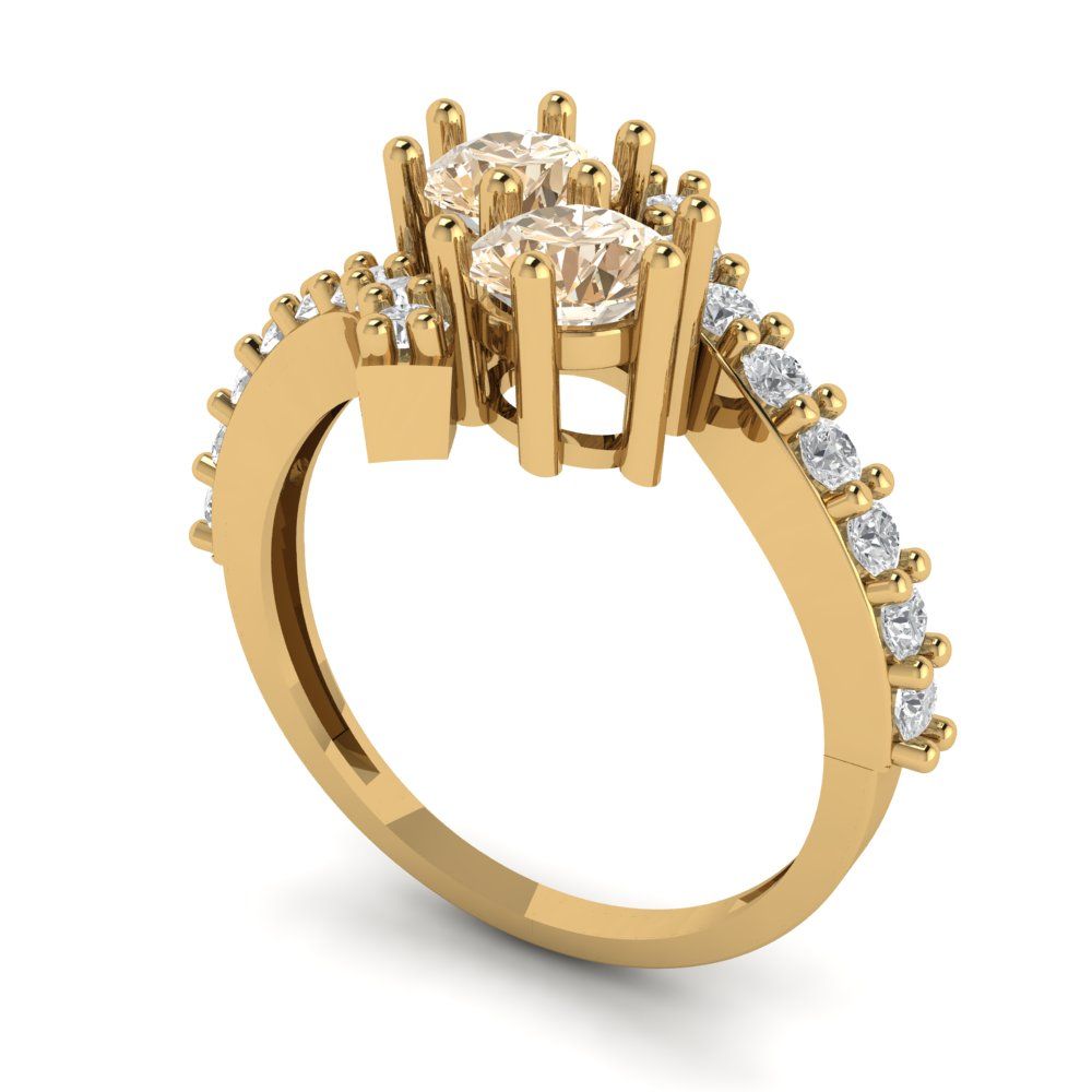 1.48 cttw Natural Morganite Solitaire with Zirconia Simulated Diamond Accents Engagement Ring - Solid Gold (Round Cut,5mm)