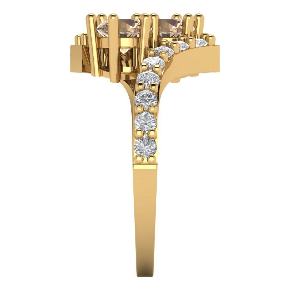 1.48 cttw Yellow Moissanite Solitaire with Zirconia Simulated Diamond Accents Engagement Ring - Solid Gold (Round Cut,5mm)