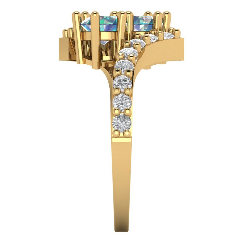 1.48 cttw Blue Moissanite Solitaire with Zirconia Simulated Diamond Accents Engagement Ring - Solid Gold (Round Cut,5mm)