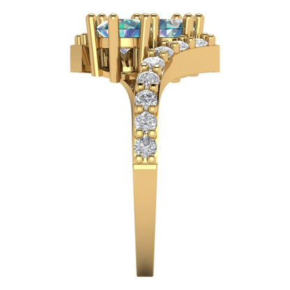 1.48 cttw Blue Moissanite Solitaire with Zirconia Simulated Diamond Accents Engagement Ring - Solid Gold (Round Cut,5mm)