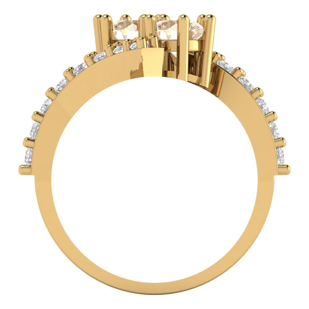 1.48 cttw Natural Morganite Solitaire with Zirconia Simulated Diamond Accents Engagement Ring - Solid Gold (Round Cut,5mm)