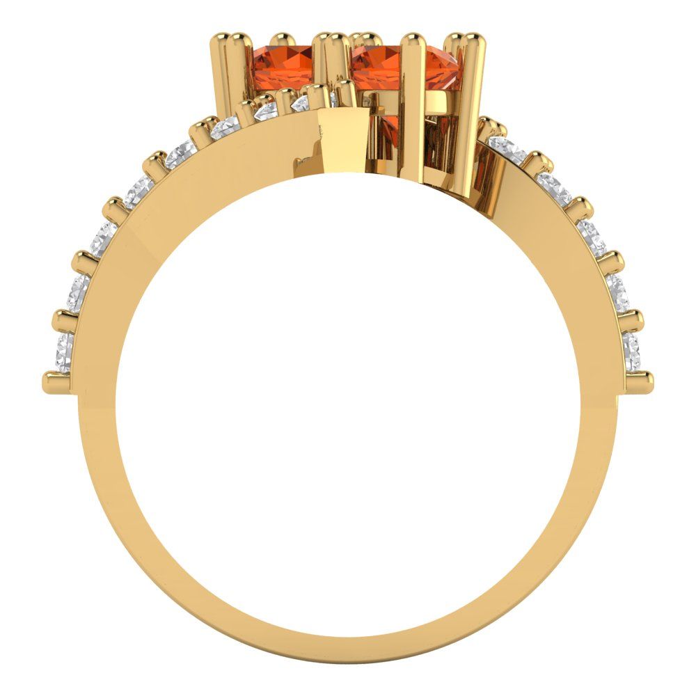 1.48 cttw Simulated Ruby Solitaire with Zirconia Simulated Diamond Accents Engagement Ring - Solid Yellow Gold (VVS1, Round Cut,5mm)