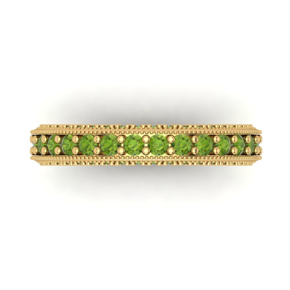 1.44 cttw Natural Peridot Round Cut Yellow Gold Eternity Wedding Band
