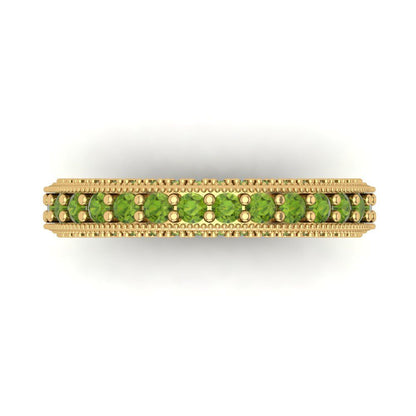 1.44 cttw Natural Peridot Round Cut Yellow Gold Eternity Wedding Band