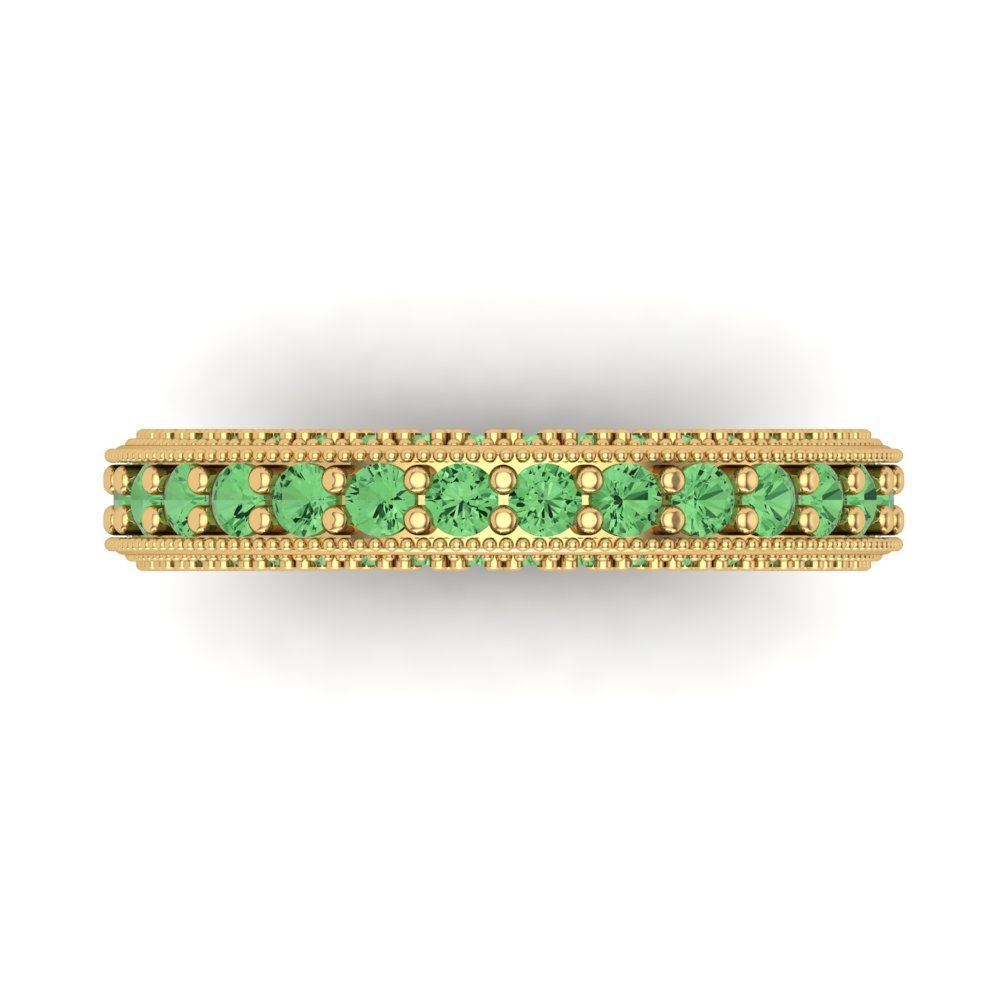 1.44 cttw Simulated Green Diamond Round Cut Yellow Gold Eternity Wedding Band