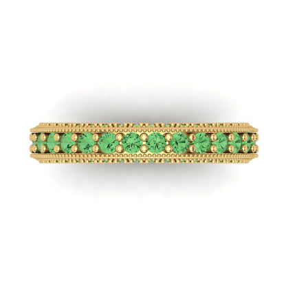 1.44 cttw Simulated Green Diamond Round Cut Yellow Gold Eternity Wedding Band