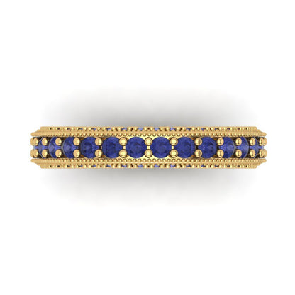 1.44 cttw Simulated Tanzanite Round Cut Yellow Gold Eternity Wedding Band
