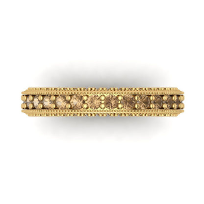 1.44 cttw Simulated Champagne Diamond Round Cut Yellow Gold Eternity Wedding Band