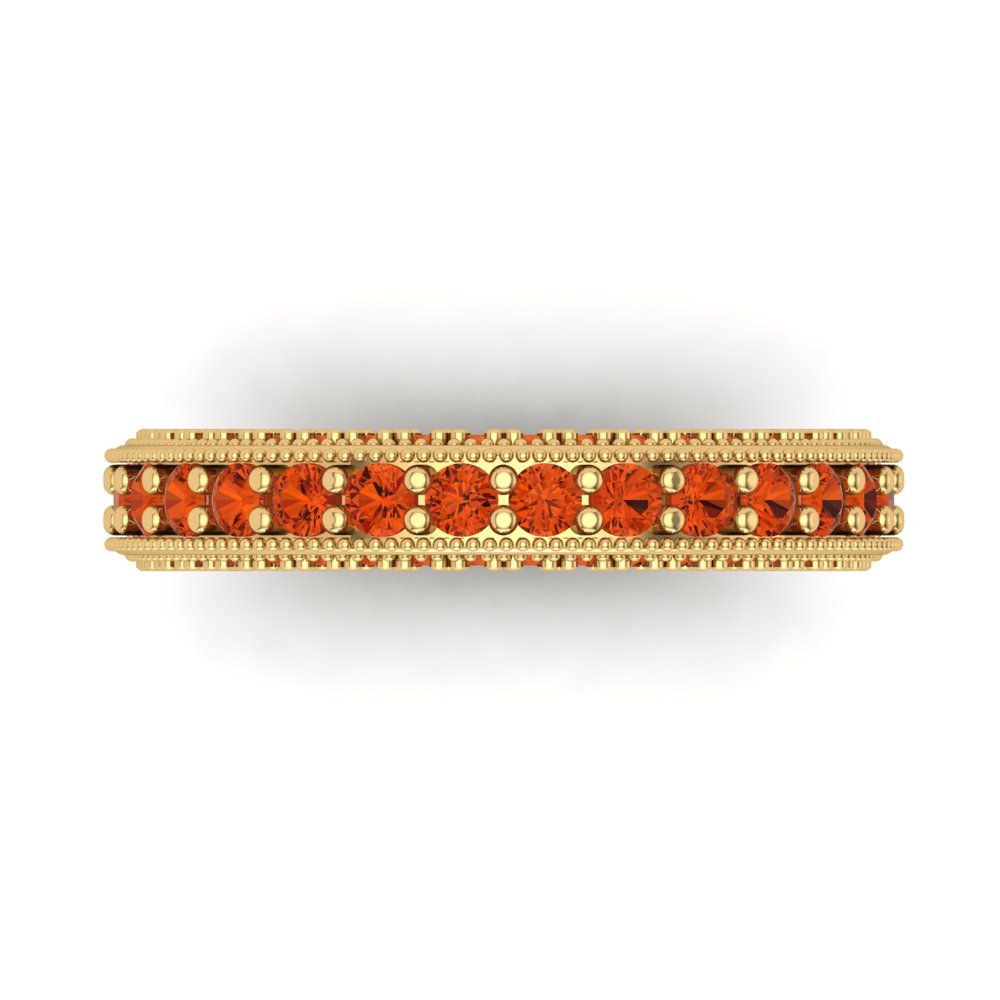 1.44 cttw Simulated Red Diamond Round Cut Yellow Gold Eternity Wedding Band