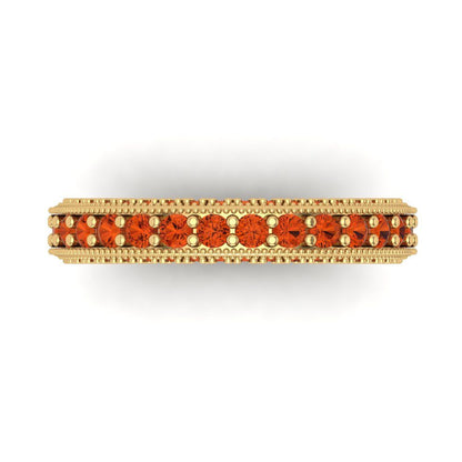 1.44 cttw Simulated Red Diamond Round Cut Yellow Gold Eternity Wedding Band