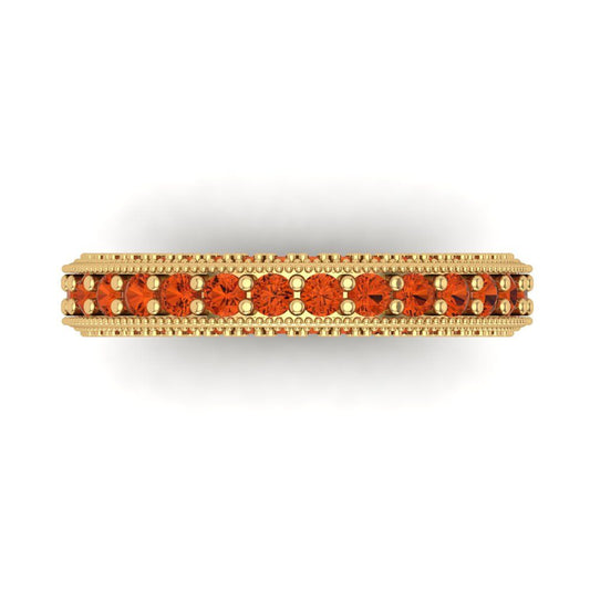 1.44 cttw Simulated Red Diamond Round Cut Yellow Gold Eternity Wedding Band