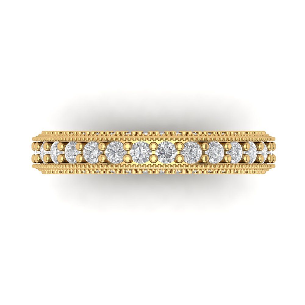 1.44 cttw White Sapphire Round Cut Yellow Gold Eternity Wedding Band