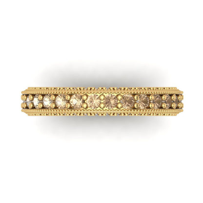 1.44 cttw Yellow Moissanite Round Cut Yellow Gold Eternity Wedding Band