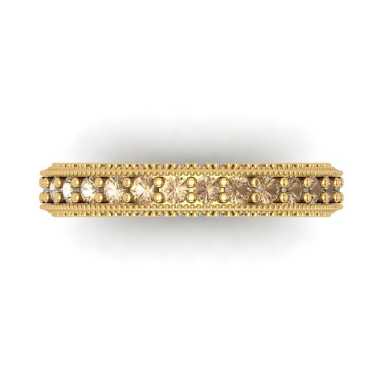 1.44 cttw Yellow Moissanite Round Cut Yellow Gold Eternity Wedding Band