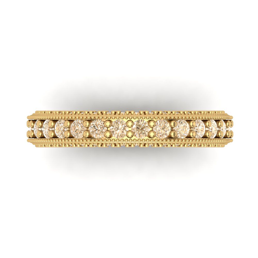 1.44 cttw Natural Morganite Round Cut Yellow Gold Eternity Wedding Band