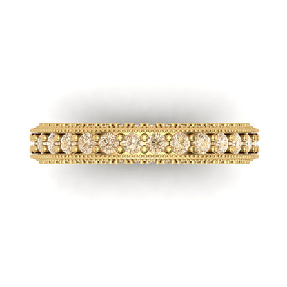 1.44 cttw Natural Morganite Round Cut Yellow Gold Eternity Wedding Band
