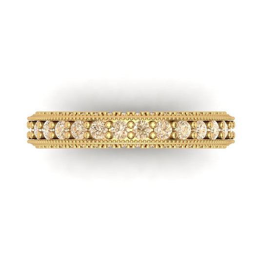 1.44 cttw Natural Morganite Round Cut Yellow Gold Eternity Wedding Band
