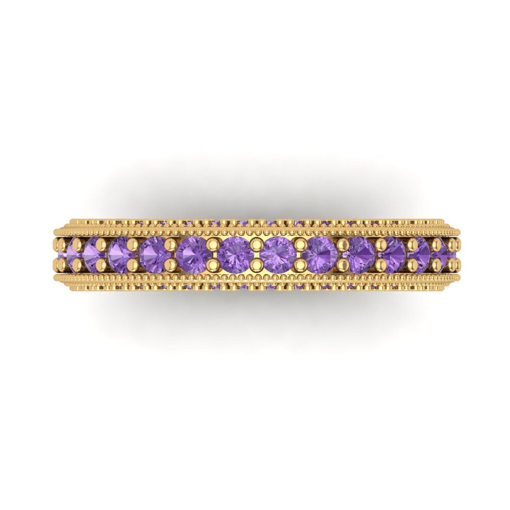 1.44 cttw Simulated Alexandrite Round Cut Yellow Gold Eternity Wedding Band