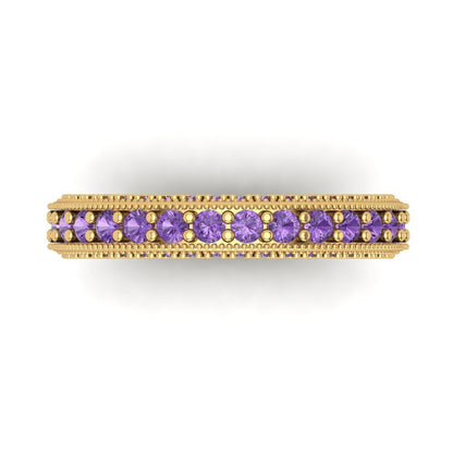 1.44 cttw Simulated Alexandrite Round Cut Yellow Gold Eternity Wedding Band