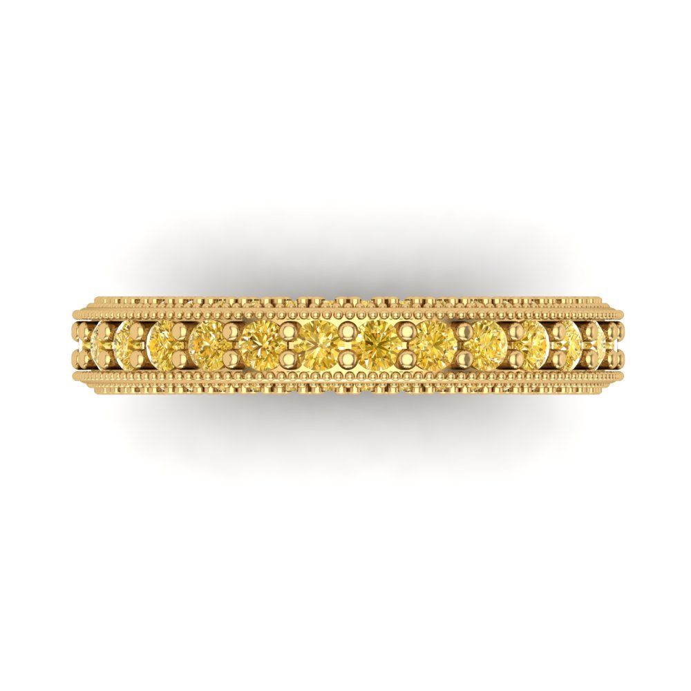 1.44 cttw Natural Citrine Round Cut Yellow Gold Eternity Wedding Band