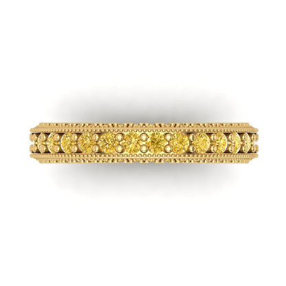 1.44 cttw Natural Citrine Round Cut Yellow Gold Eternity Wedding Band