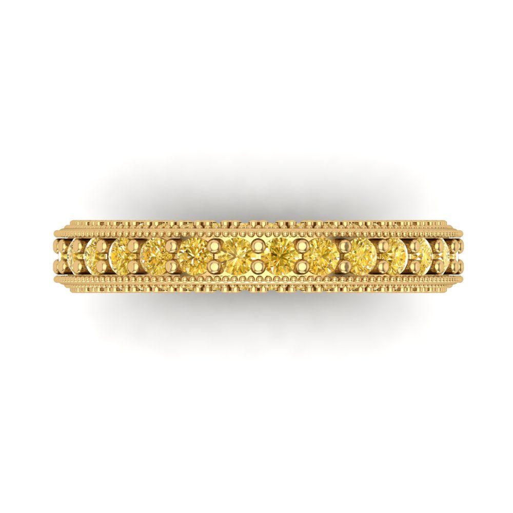 1.44 cttw Simulated Yellow Diamond Round Cut Yellow Gold Eternity Wedding Band