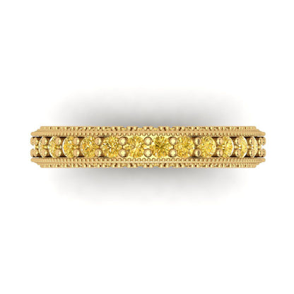 1.44 cttw Simulated Yellow Diamond Round Cut Yellow Gold Eternity Wedding Band
