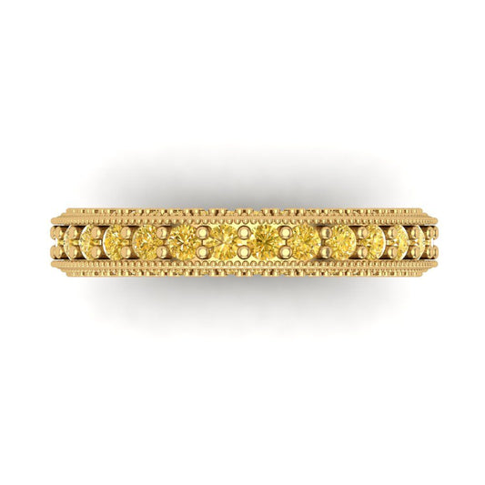 1.44 cttw Simulated Yellow Diamond Round Cut Yellow Gold Eternity Wedding Band