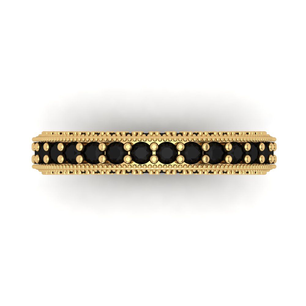 1.44 cttw Natural Onyx Round Cut Yellow Gold Eternity Wedding Band