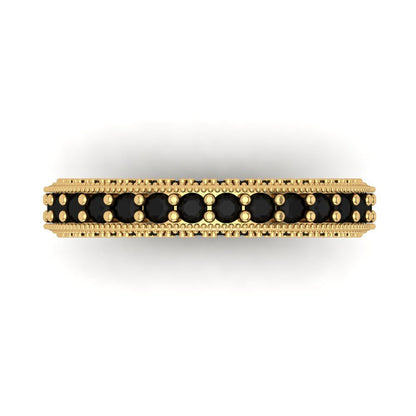 1.44 cttw Natural Onyx Round Cut Yellow Gold Eternity Wedding Band